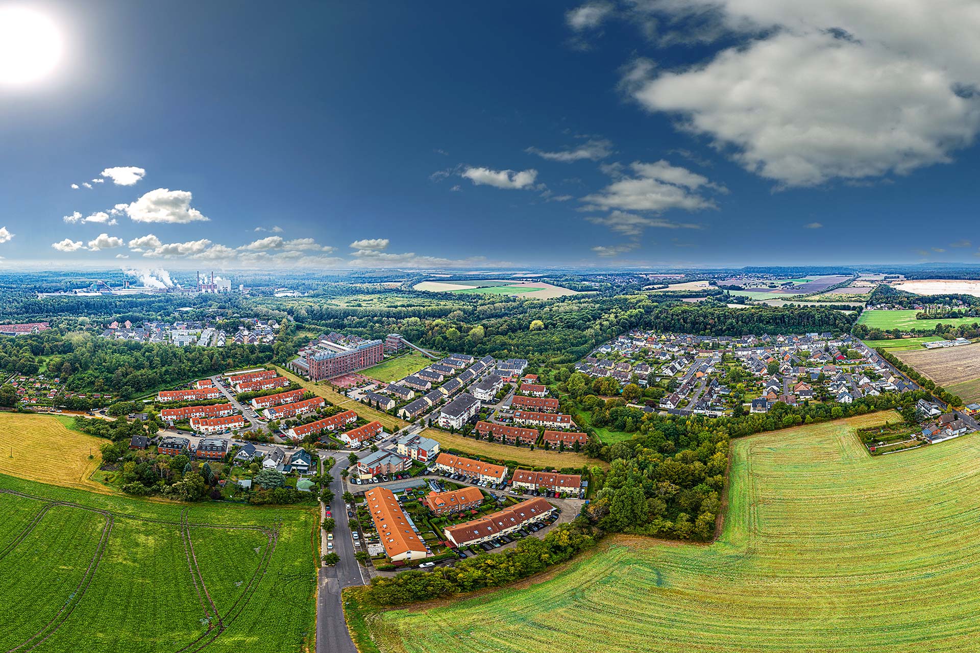 Luftansicht auf das Verkaufsgebiet Frechen